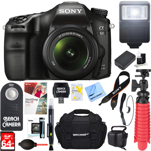 Sony a68 24.2MP Digital Camera w/ 18-55mm Lens + 64GB Deluxe Accessory Bundle