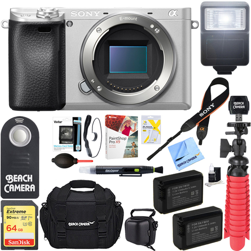 Sony ILCE6300/S a6300 4K Mirrorless Camera Body w/ APS-C Sensor + 64GB Battery Bundle
