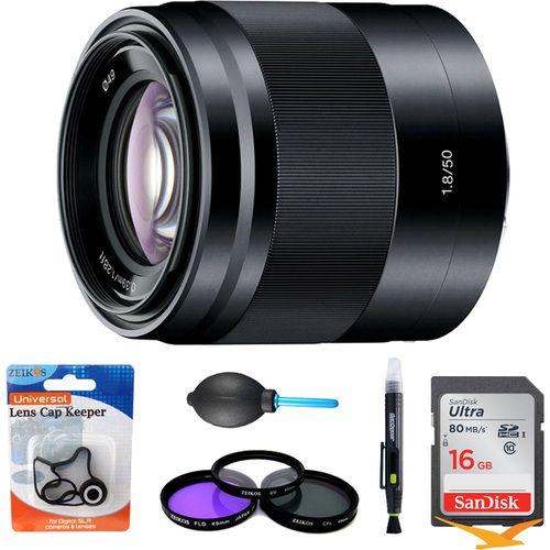 Sony SEL50F18/B - 50mm f/1.8 Mid-Range Prime E-Mount Lens Essentials Bundle