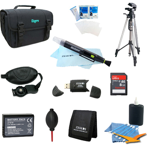 Special Fully Loaded Value Tripod and LP-E10 Battery Kit for Canon EOS Rebel T3, T5, T6