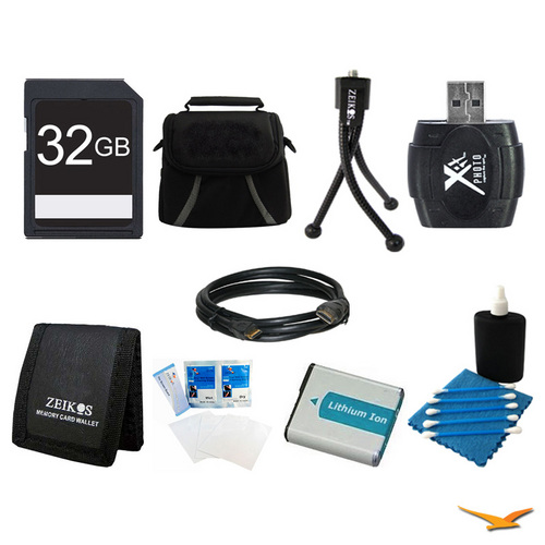 General Brand 32GB SD Card, Case, Battery, Card Reader, Card Wallet, Mini Tripod, and More