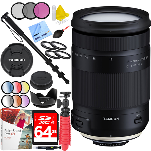 Tamron 18-400mm f/3.5-6.3 Di II VC HLD All-In-One Zoom Lens for Nikon Mount Bundle