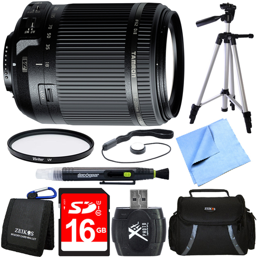 Tamron 18-200mm Di II VC All-In-One Zoom Lens for Nikon Mount 16GB Memory Card Bundle