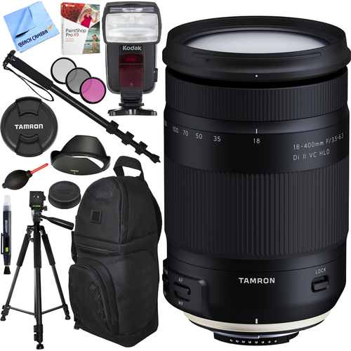 Tamron 18-400mm f/3.5-6.3 Di II VC HLD Zoom Lens for Nikon Mount Accessories Bundle