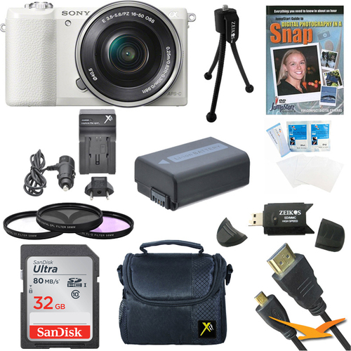 Sony a5100 Mirrorless Camera w/ 16-50mm Lens 32GB White Kit