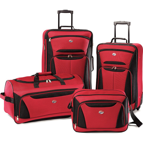 American Tourister Fieldbrook II Four-Piece Luggage Set (Red/Black)