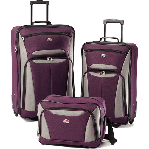 American Tourister Fieldbrook II Three-Piece Luggage Set (Purple/Grey)
