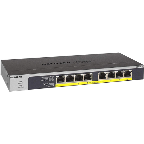 Netgear 8 - Port PoE/PoE+ Gigabit Ethernet Unmanaged Switch - GS108LP-100NAS