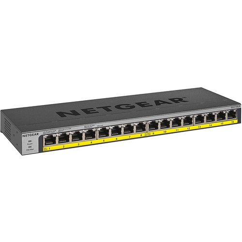 Netgear 16 - Port PoE/PoE+ Gigabit Ethernet Unmanaged Switch - GS116LP-100NAS