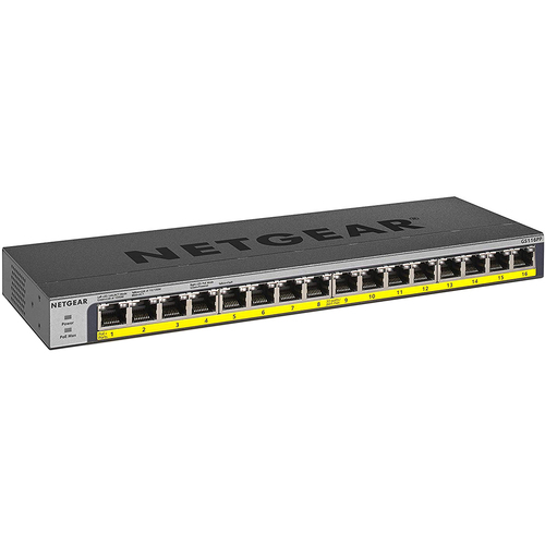 Netgear 16 - Port PoE/PoE+ Gigabit Ethernet Unmanaged Switch - GS116PP-100NAS