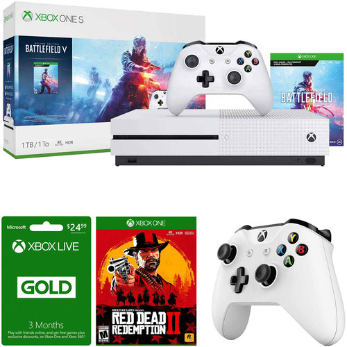 Microsoft Xbox One S 1 TB Battlefield V Bundle with Red Dead Redemption 2 and More!