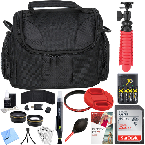General Brand Compact Deluxe Camera Bag with 52mm Wide Angle & Telephoto Lens and More