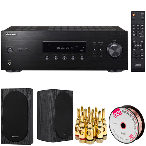Pioneer Bluetooth Audio Component Receiver Black (SX10AE) w/ Speakers Bundle