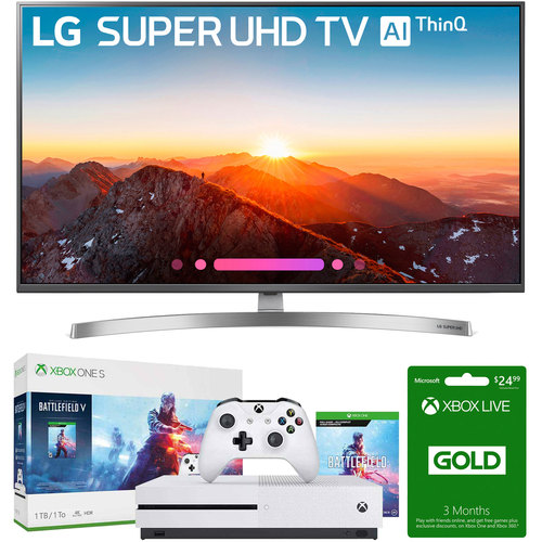 LG 49SK8000PUA 49` 4K AI SUPER UHD TV w/ThinQ + Xbox One S 1TB Battlefield V Bundle
