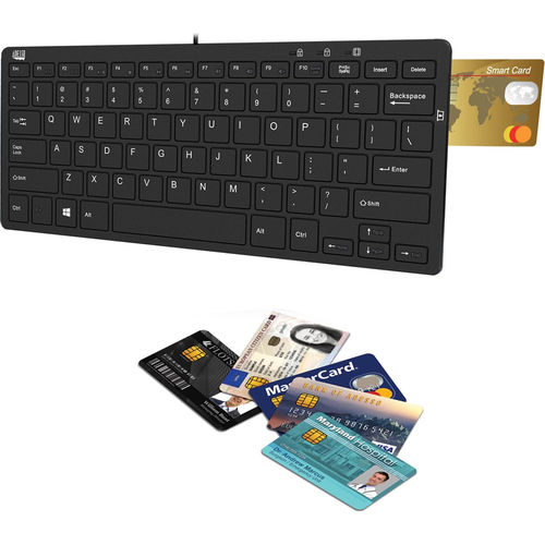 ADESSO SlimTouch 510R Mini Keyboard with Smart Card Reader and USB Hubs - AKB-510RB