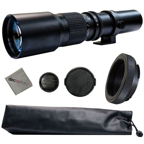 Deco Photo 500MM Preset Telephoto Lens with T-Mount for Canon Cameras