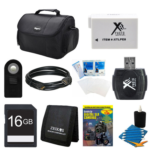 General Brand 16GB SD Card, Case, Battery, Shutter Release, Card Reader, Card Wallet, and More