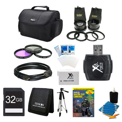 General Brand Lens Set, 32GB SD Card, Case, Battery, Filter Kit, Card Reader, and More