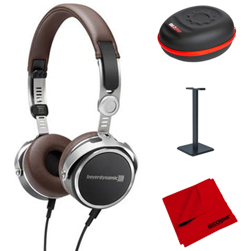 BeyerDynamic Aventho Wired Audiophile On-Ear Headphones (Brown) w/ Accessories Bundle