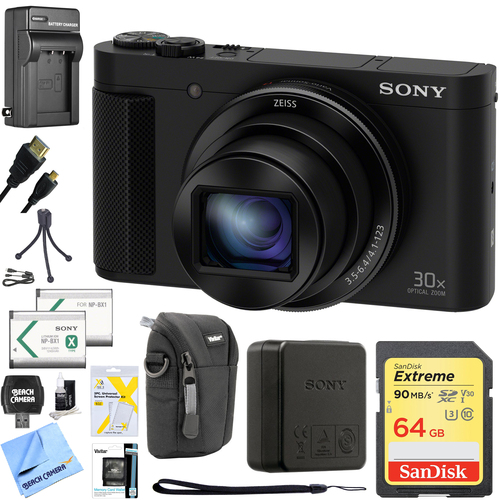 Sony Cyber-Shot DSC-HX90V Digital Camera with 3-Inch LCD Screen Black 64GB Bundle