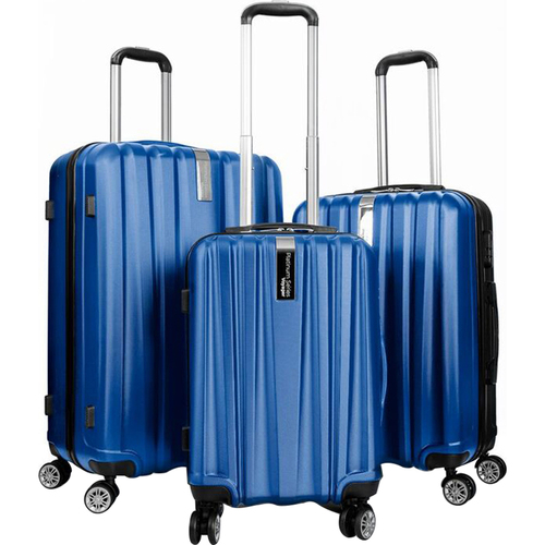 Deco Gear Travel Elite Series - 3 Piece Hardside Spinner Luggage Set (Blue)(20`, 24`, 28`)