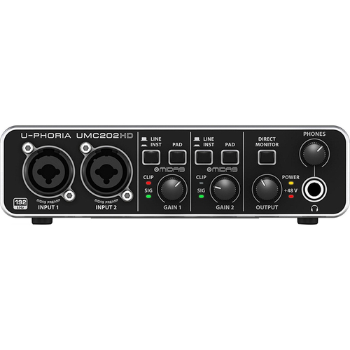 Behringer Audiophile 2x2, 24-Bit/192 kHz USB Audio Interface with MIDAS Mic Preamplifiers