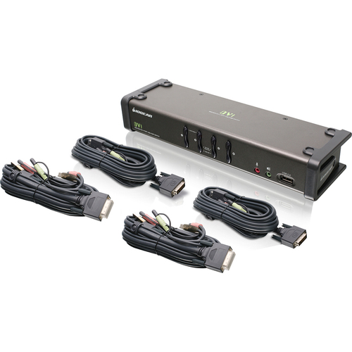 Iogear 4 Port DVI KVMP Switch with Audio and Cables - GCS1104
