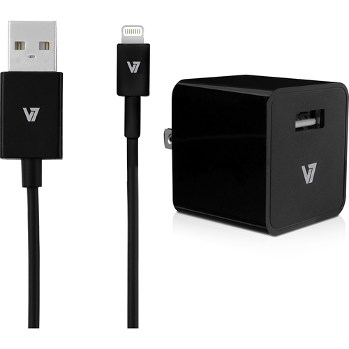 V7 1PORT 2.4A USB WALLCHARGER IPAD AIR IPHONE W/ 1M LIGHTNING CABLE