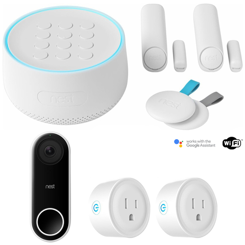 Google Nest Secure Alarm System Starter Pack (H1500ES) w/ Smart Doorbell Bundle