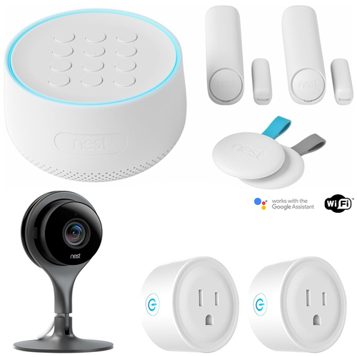 Google Nest Secure Alarm System Starter Pack (H1500ES) w/ Indoor Security Camera Bundle