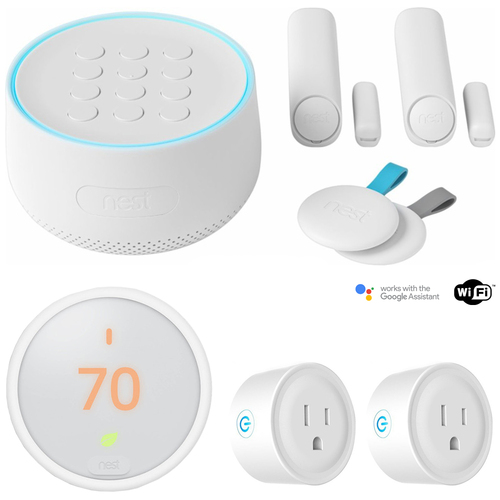 Google Nest Secure Alarm System Starter Pack (H1500ES) w/ Nest Thermostat Bundle