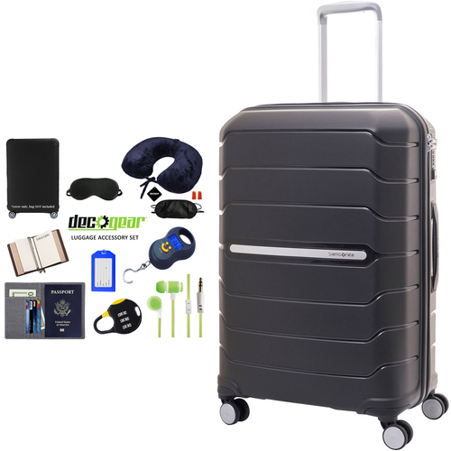 Samsonite Freeform 21` Hardside Spinner Luggage Black + Traveling Bundle
