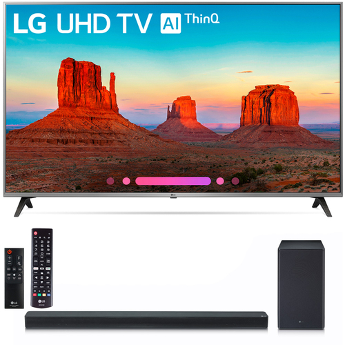 LG 55` 55UK7700PUD 4K HDR Smart TV w/ThinQ & SK8Y 2.1 Audio Soundbar w/ Dolby Atmos