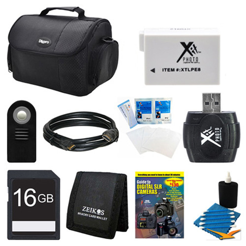 General Brand 16GB SD Card, Case, Battery, Shutter Release, USB Card Reader, and More