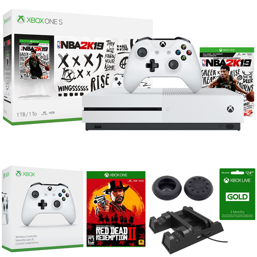 Microsoft Xbox One S 1TB w/ NBA 2K19 (234-00575) + Red Dead Redemption 2 Bundle