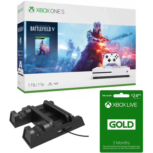 Microsoft Xbox One S 1TB Battlefield V Bundle + Charging Station & 3-Month Xbox Live Card