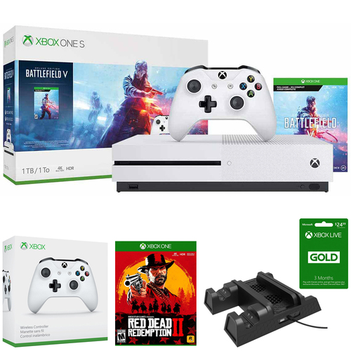 Microsoft Xbox One S 1 TB Battlefield V + Red Dead Redemption 2 Bundle + Controller & More