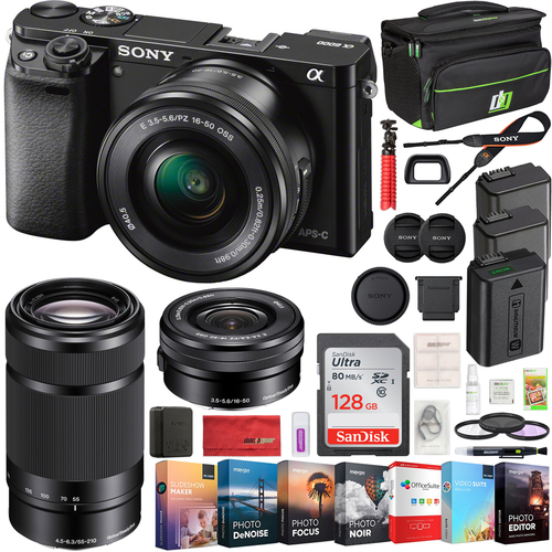 Sony a6000 Mirrorless Digital Camera with 2 Lens Kit 16-50mm & 55-210mm Alpha Bundle