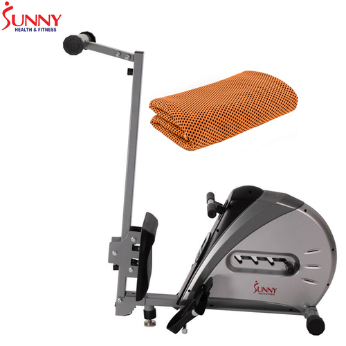 Sunny Health and Fitness Elastic Cord Rowing Machine Rower w/ LCD+Cooling Towel