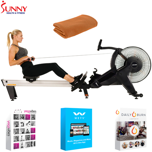 Sunny Health and Fitness ASUNA Ventus Air Magnetic Rower + Fitness Suite & Towel