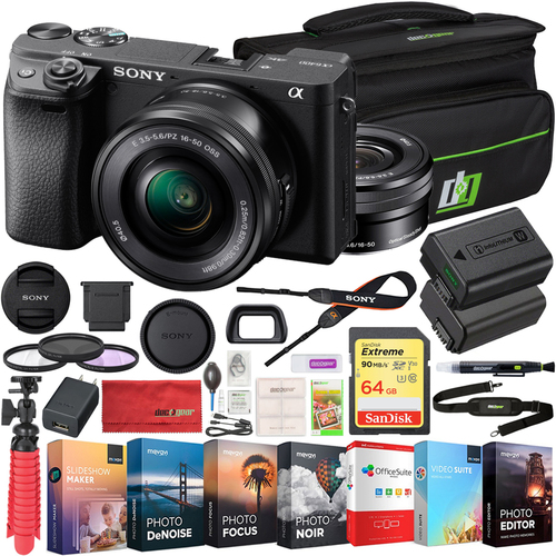 Sony a6400 4K Mirrorless Camera ILCE-6400L/B 16-50mm Lens + Deco Gear Travel Case Kit