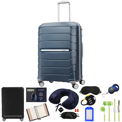Samsonite Freeform 24` Hardside Spinner Luggage, Navy w/ 10pc Accessory Kit