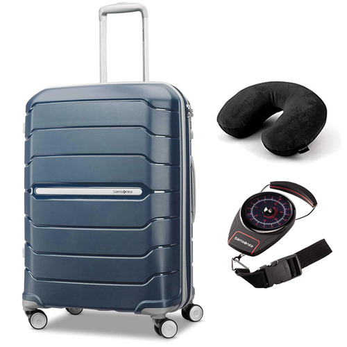 Samsonite Freeform 24` Hardside Spinner Luggage Navy + Scale and Pillow