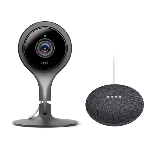 Google Nest Cam Indoor Security Camera + Smart Speaker with Google Assistant Charcoal