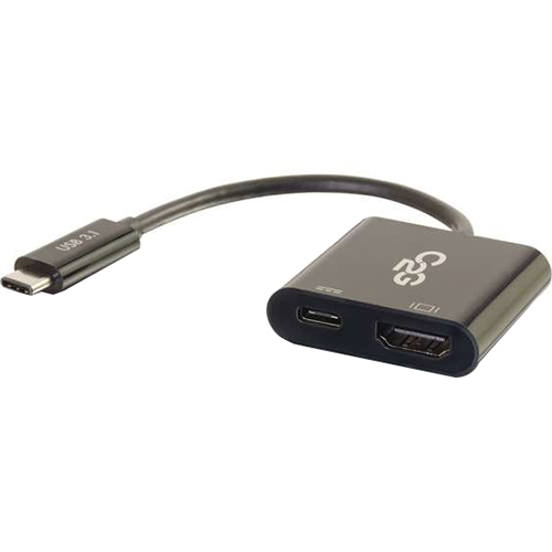 C2G USB-C To HDMI Audio/Video Adapter Converter With Power Delivery in Black - 29531