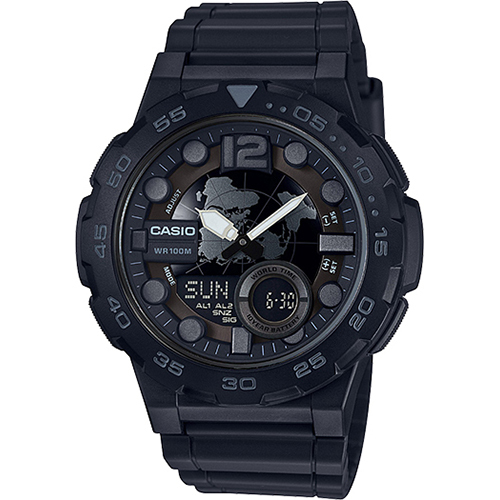 Casio Inc Mens Black Analog Digital Watch - AEQ100W-1BV