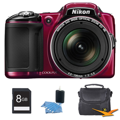 Nikon COOLPIX L830 16MP 34x Opt Zoom Digital Camera Red Kit