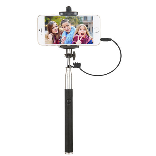 Vivitar 42` Selfie Stick with Built-In Shutter Release and Folding Clamp, Black