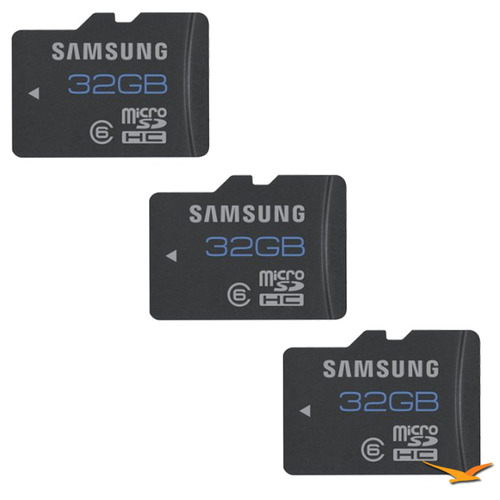 Samsung 32GB Class 6 SDHC microSD for Transfer Speeds of up to 24 MB/s 3-Pack Kit