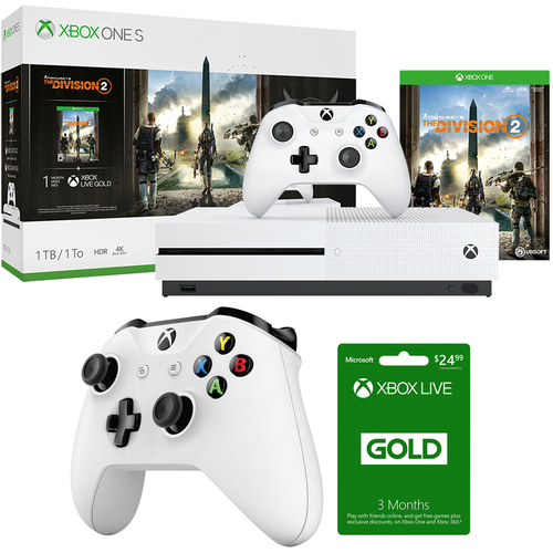 Microsoft Xbox One S 1 TB Console w/ The Division 2+Controller & Gold Membership